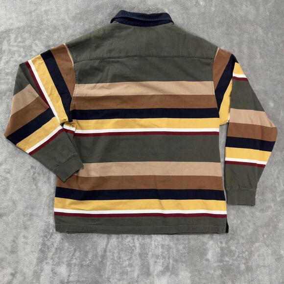 Haggar Rugby Shirt Mens Large Heavy Cotton Striped Long Sleeve - Picture 3 of 9